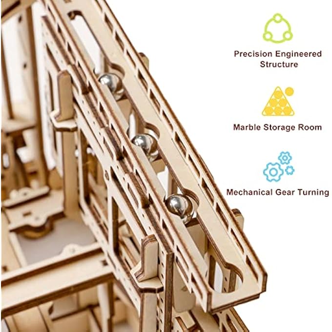 3D WOODEN PUZZLE MARBLE RUN MODEL BUILDING KITS MECHANICAL PUZZLE TOY GIFTS FOR ADULTS & TEENS MARBLE SQUAD MAGIC CRASH - Image 4